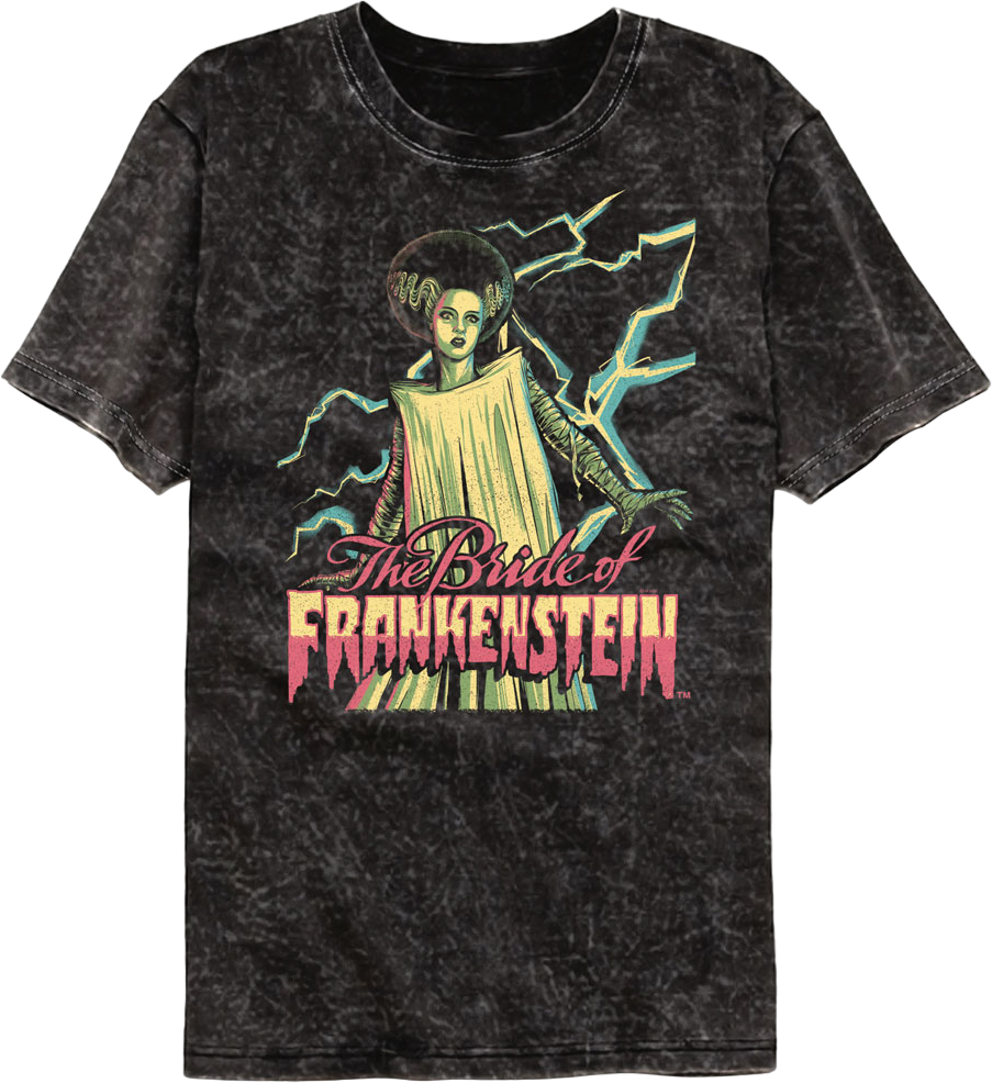 Lightning Bolts Bride Of Frankenstein Mineral Wash T-Shirt