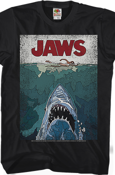 Lined Poster Jaws T-Shirt