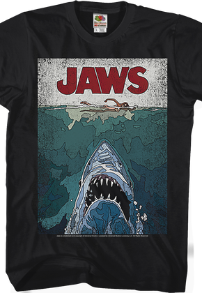 Lined Poster Jaws T-Shirt