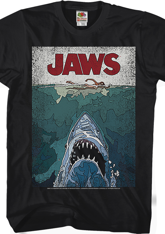 Lined Poster Jaws T-Shirt - main product image