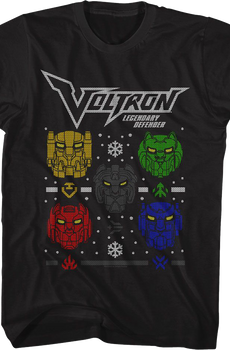 Lion Heads Faux Ugly Christmas Sweater Voltron T-Shirt