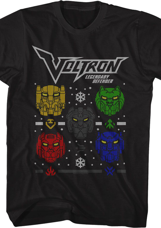 Lion Heads Faux Ugly Christmas Sweater Voltron T-Shirt - main product image