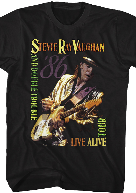 Live Alive Tour Stevie Ray Vaughan Front Back T-Shirt - main product image