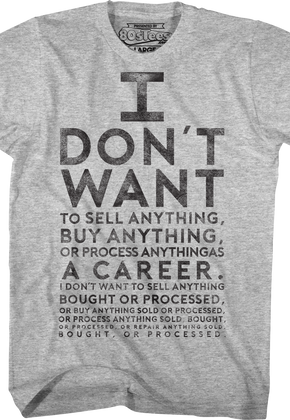 Lloyd Dobler I Don't Want To Sell Anything Eye Chart Say Anything T-Shirt