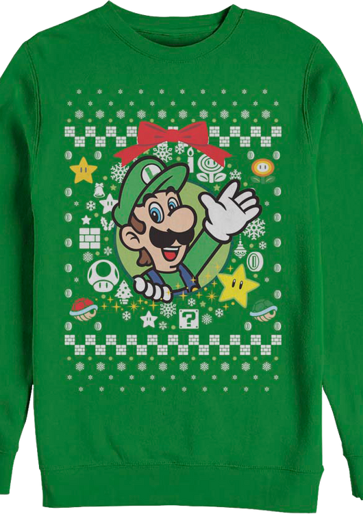 Luigi Christmas Wreath Nintendo Sweatshirt - main product image