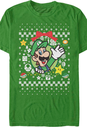 Luigi Christmas Wreath Nintendo T-Shirt
