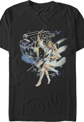 Luke Skywalker And Princess Leia Swing Into Action Star Wars T-Shirt