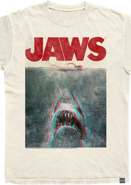 Made In USA Vintage 3D Movie Poster Jaws T-Shirt - main product image