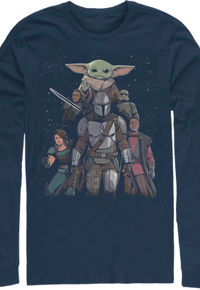 Mandalorian Illustrated Cast Collage Star Wars Long Sleeve Shirt