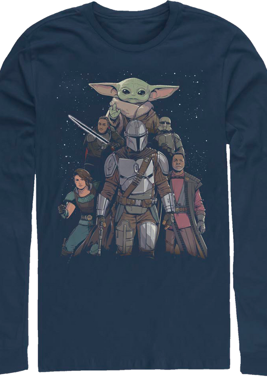 Mandalorian Illustrated Cast Collage Star Wars Long Sleeve Shirt - main product image