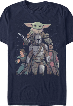 Mandalorian Illustrated Cast Collage Star Wars T-Shirt
