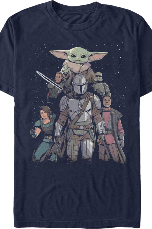 Mandalorian Illustrated Cast Collage Star Wars T-Shirt - main product image