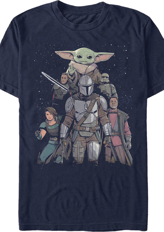 Mandalorian Illustrated Cast Collage Star Wars T-Shirt - main product image