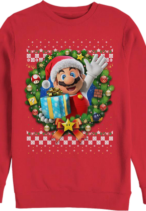 Mario Christmas Wreath Nintendo Sweatshirt