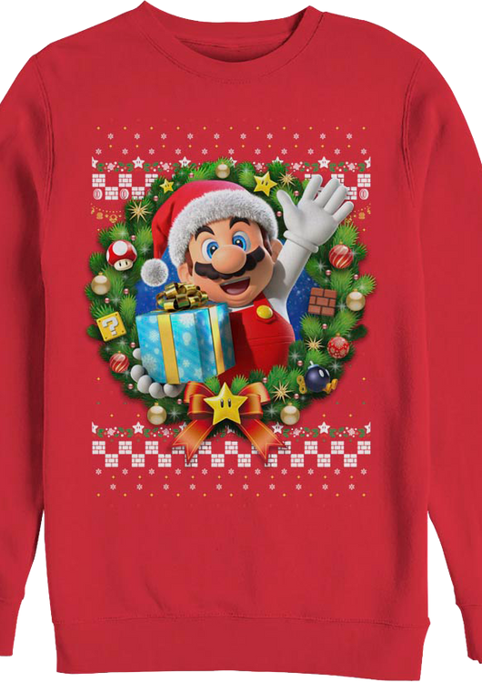 Mario Christmas Wreath Nintendo Sweatshirt - main product image