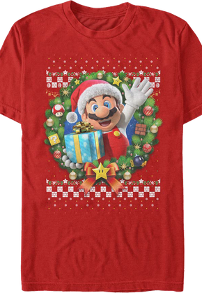Mario Christmas Wreath Nintendo T-Shirt
