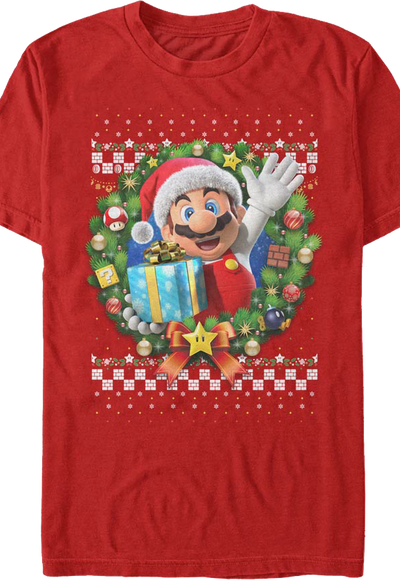 Mario Christmas Wreath Nintendo T-Shirt