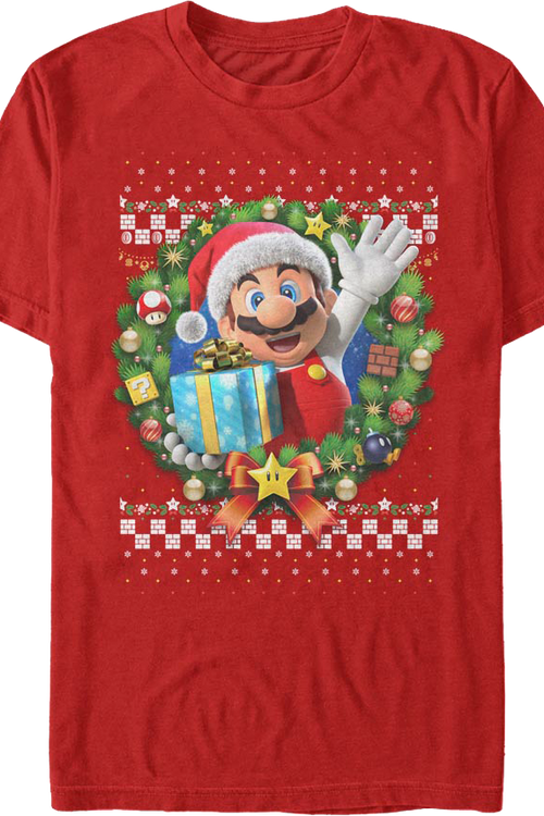 Mario Christmas Wreath Nintendo T-Shirt - main product image