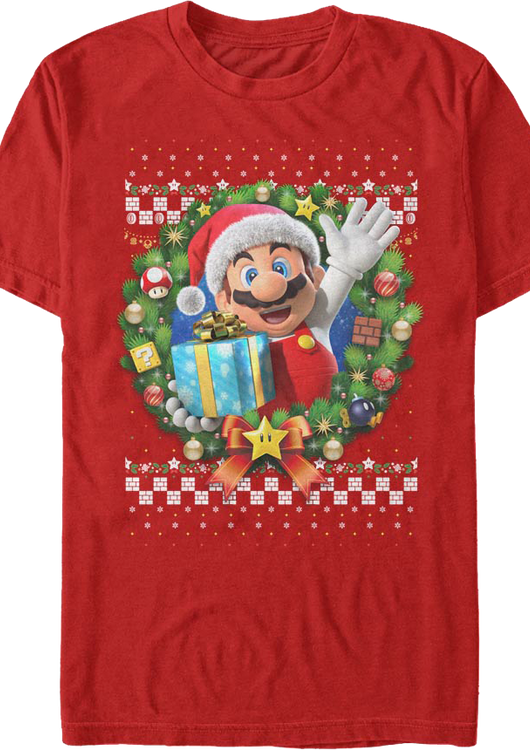 Mario Christmas Wreath Nintendo T-Shirt - main product image