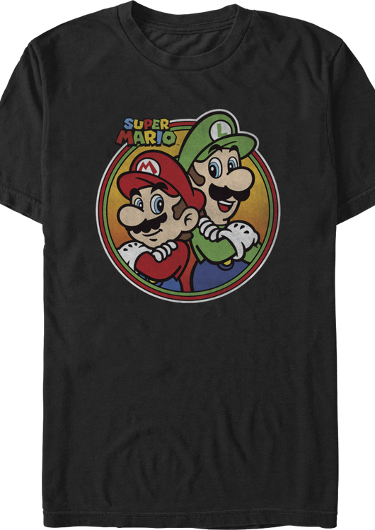 Mario & Luigi Retro Circle Super Mario Bros. T-Shirt - main product image