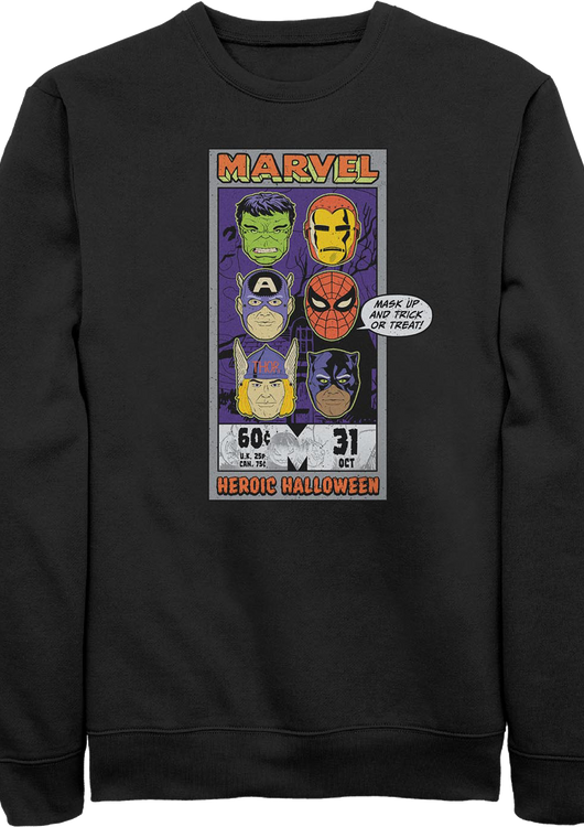 Mask Up And Trick Or Treat Marvel Comics Sweatshirt - main product image