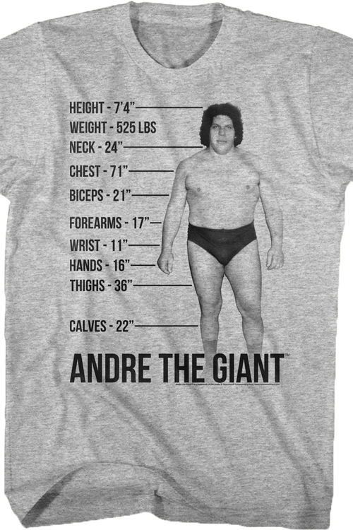 Measurements Andre The Giant T-Shirtmain product image