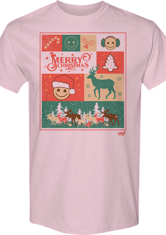 Merry Christmas Collage Emoji T-Shirt - main product image