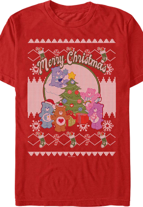Merry Christmas Faux Ugly Sweater Care Bears T-Shirt