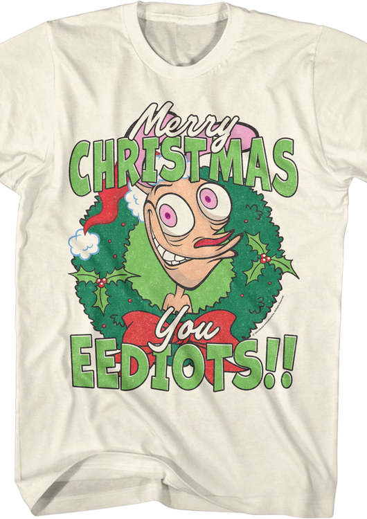 Merry Christmas You Eediots Ren And Stimpy T-Shirt - main product image