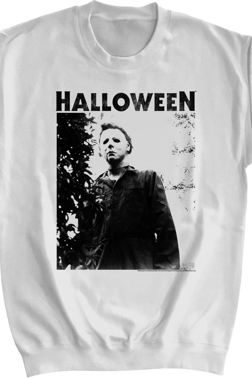 Michael Myers Black And White Photo Halloween Sweatshirtmain product image