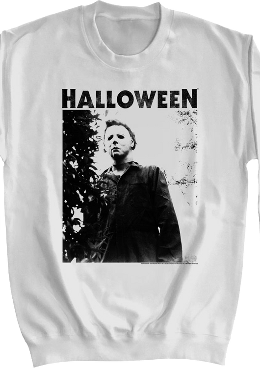 Michael Myers Black And White Photo Halloween Sweatshirt - main product image