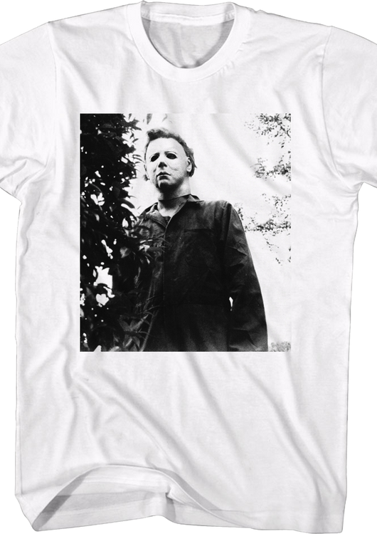 Michael Myers Black And White Photo Halloween T-Shirt - main product image