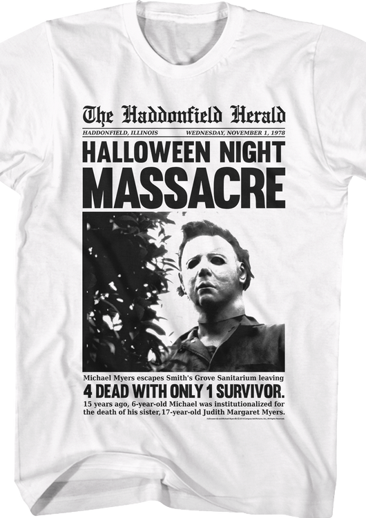 Michael Myers Headline Halloween T-Shirt - main product image