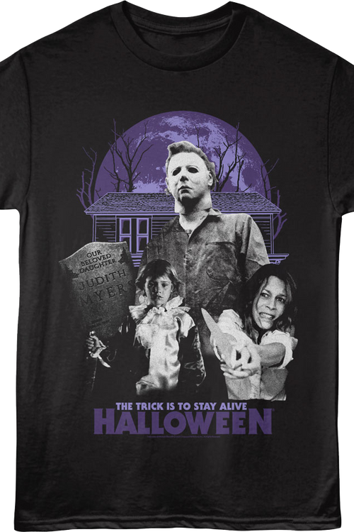 Michael & Laurie The Trick Is To Stay Alive Halloween T-Shirtmain product image