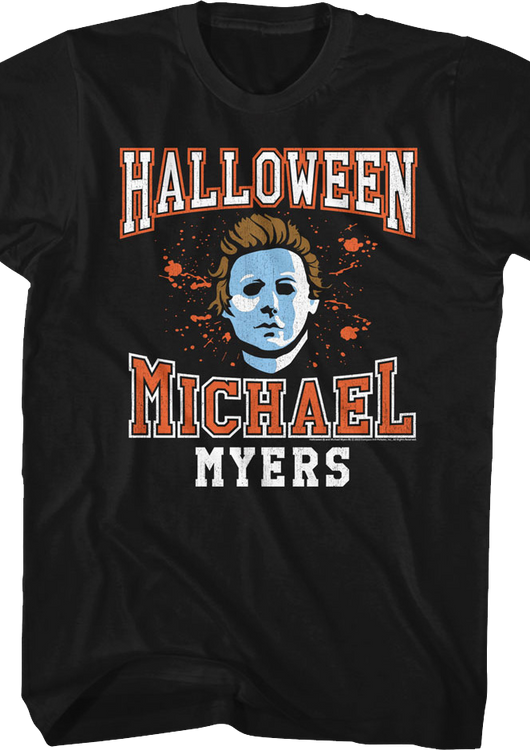 Michael Myers Mask Varsity Logo Halloween T-Shirt - main product image