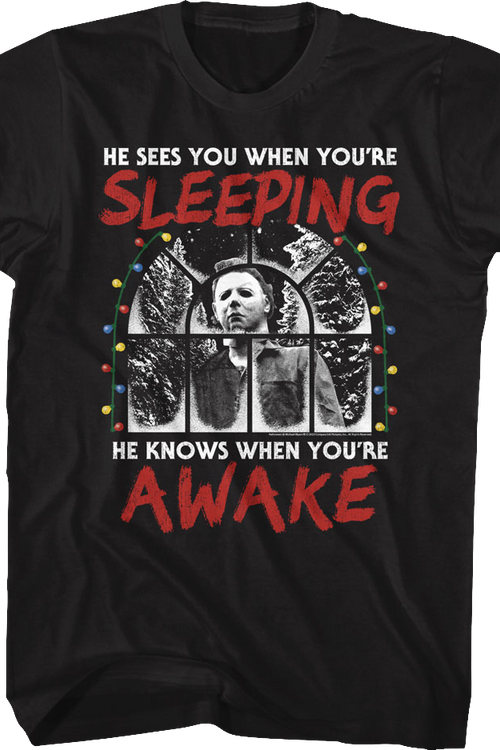 Michael Myers Sees You When You're Sleeping Halloween T-Shirt - main product image