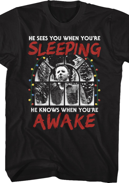 Michael Myers Sees You When You're Sleeping Halloween T-Shirt - main product image