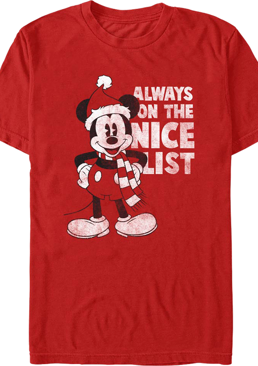 Mickey Mouse Always On The Nice List Disney T-Shirt - main product image