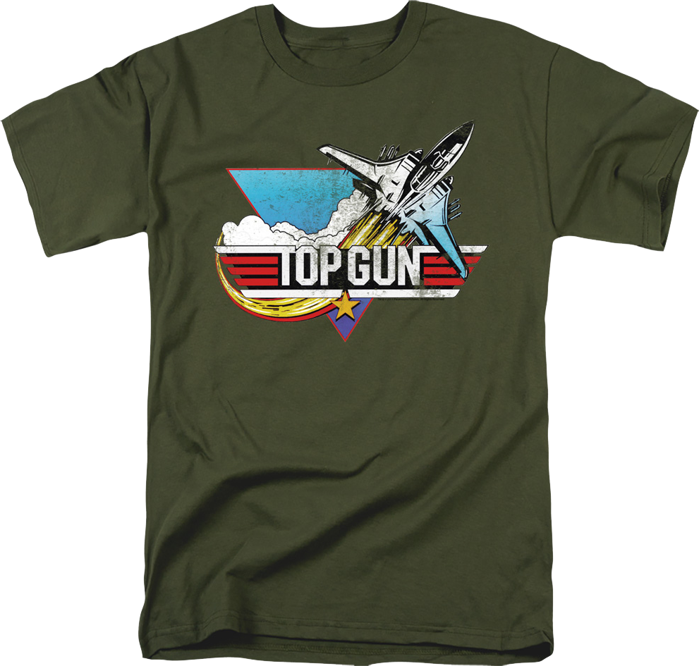 Military Green Vintage Logo Top Gun TShirt