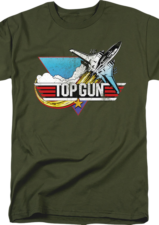 Military Green Vintage Logo Top Gun T-Shirt - main product image