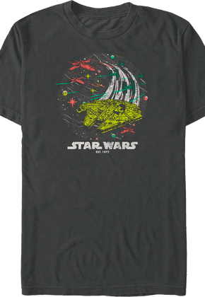 Millennium Falcon Colorful Escape Star Wars T-Shirt