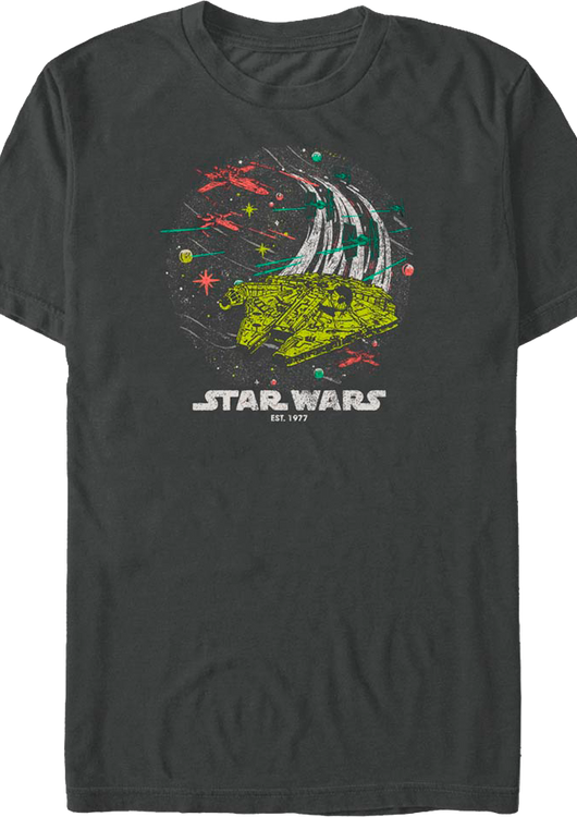 Millennium Falcon Colorful Escape Star Wars T-Shirt - main product image
