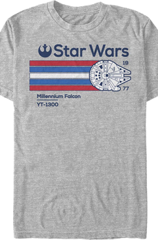 Millennium Falcon '77 Red White Blue Stripes Star Wars T-Shirt