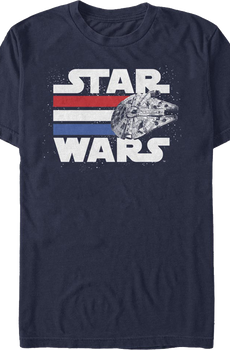 Millennium Falcon Red White Blue Stripes Star Wars T-Shirt