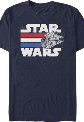 Millennium Falcon Red White Blue Stripes Star Wars T-Shirt