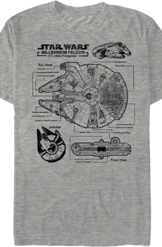 Millennium Falcon Schematic Star Wars T-Shirt