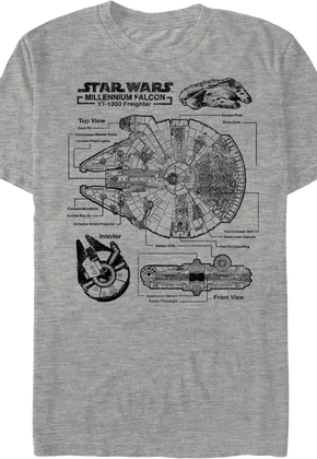 Millennium Falcon Schematic Star Wars T-Shirt