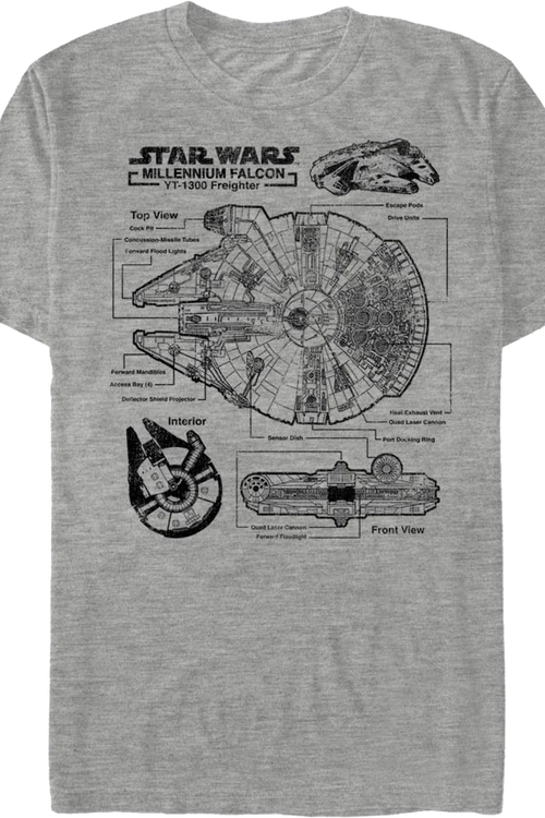 Millennium Falcon Schematic Star Wars T-Shirtmain product image