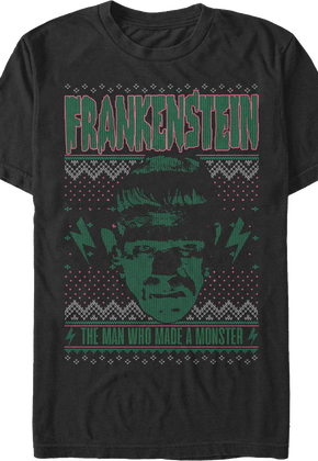 Monster Faux Ugly Christmas Sweater Frankenstein T-Shirt