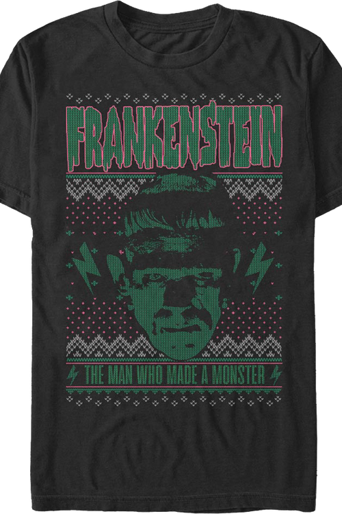 Monster Faux Ugly Christmas Sweater Frankenstein T-Shirtmain product image